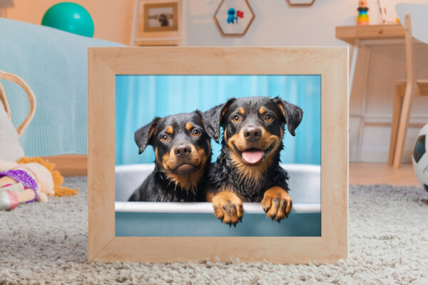 Rottweiler Puppies in a Bathtub, INSTANT DOWNLOADS, Rottweiler Wall Art, Bathroom Dog Art, Bathroom Decor, Dog Art - Image 2