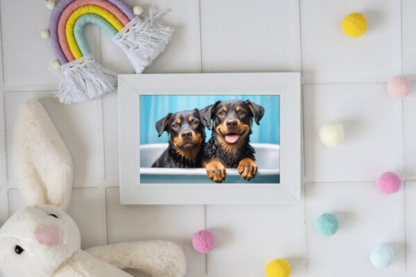 Rottweiler Puppies in a Bathtub, INSTANT DOWNLOADS, Rottweiler Wall Art, Bathroom Dog Art, Bathroom Decor, Dog Art - Image 3