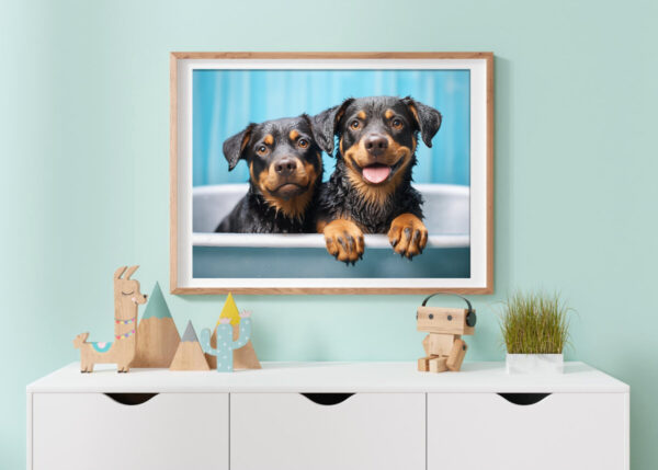 Rottweiler Puppies in a Bathtub, INSTANT DOWNLOADS, Rottweiler Wall Art, Bathroom Dog Art, Bathroom Decor, Dog Art - Image 5