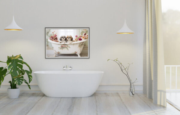 Shih Tzu in a Bathtub, INSTANT DOWNLOADS, Shih Tzu Wall Art, Bathroom Dog Art, Bathroom Decor, Dog Art - Image 4