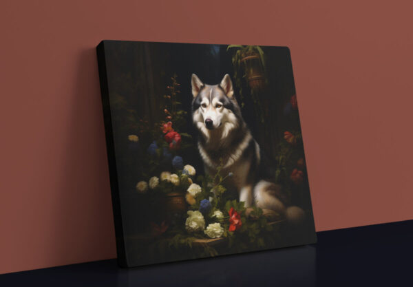 Siberian Husky Square CANVAS ART Dark Cottagecore Dog Canvas Art, Artful Canvas Art, Dog Art Gift, Siberian Husky - Image 3