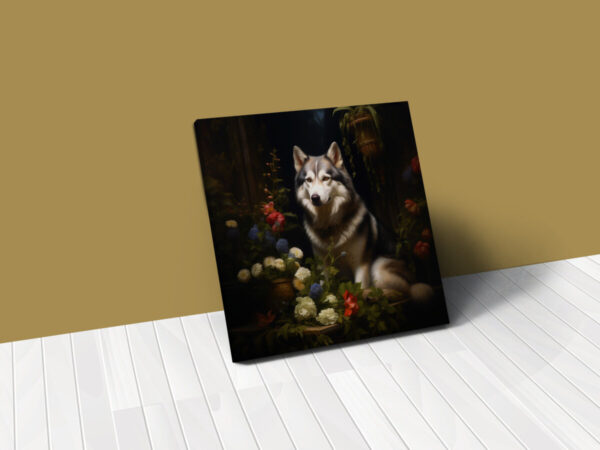 Siberian Husky Square CANVAS ART Dark Cottagecore Dog Canvas Art, Artful Canvas Art, Dog Art Gift, Siberian Husky - Image 2