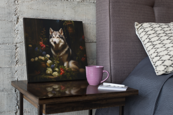 Siberian Husky Square CANVAS ART Dark Cottagecore Dog Canvas Art, Artful Canvas Art, Dog Art Gift, Siberian Husky - Image 6