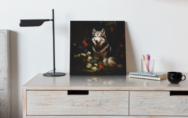 Siberian Husky Square CANVAS ART Dark Cottagecore Dog Canvas Art, Artful Canvas Art, Dog Art Gift, Siberian Husky - Image 4