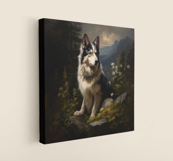 Siberian Husky Square CANVAS ART Dark Cottagecore Dog Canvas Art, Artful Canvas Art, Dog Art Gift, Siberian Husky