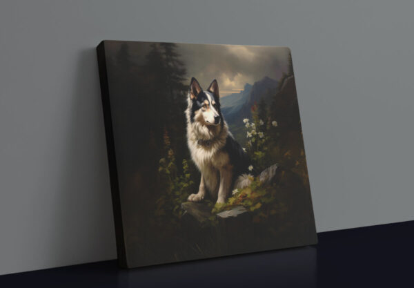 Siberian Husky Square CANVAS ART Dark Cottagecore Dog Canvas Art, Artful Canvas Art, Dog Art Gift, Siberian Husky - Image 5