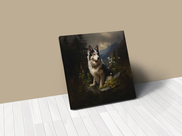 Siberian Husky Square CANVAS ART Dark Cottagecore Dog Canvas Art, Artful Canvas Art, Dog Art Gift, Siberian Husky - Image 2