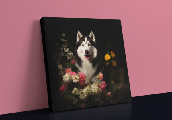 Siberian Husky Square CANVAS ART Dark Cottagecore Dog Canvas Art, Artful Canvas Art, Dog Art Gift, Siberian Husky - Image 5