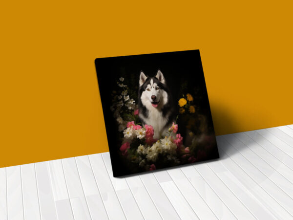 Siberian Husky Square CANVAS ART Dark Cottagecore Dog Canvas Art, Artful Canvas Art, Dog Art Gift, Siberian Husky - Image 2