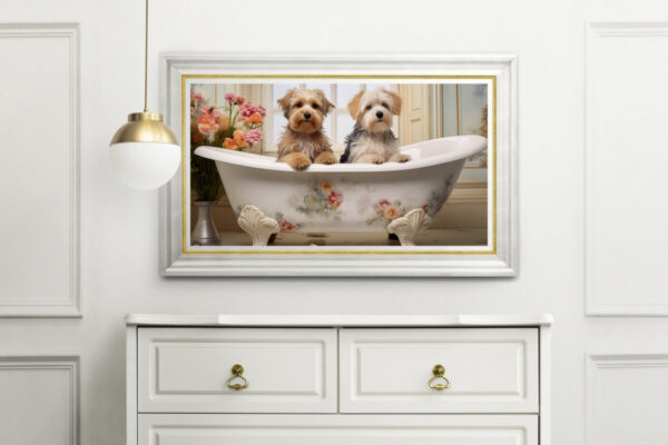 Terriers in a Bathtub, INSTANT DOWNLOADS, Terriers Wall Art, Bathroom Dog Art, Bathroom Decor, Dog Art - Image 2