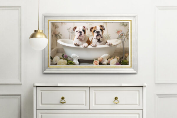 Bulldog Puppies in a Bathtub, INSTANT DOWNLOADS, Bulldog Puppies Wall Art, Bathroom Dog Art, Bathroom Decor, Dog Art - Image 2