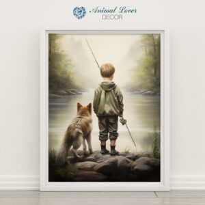 Boy and Dog Wall Art, Nursery Art