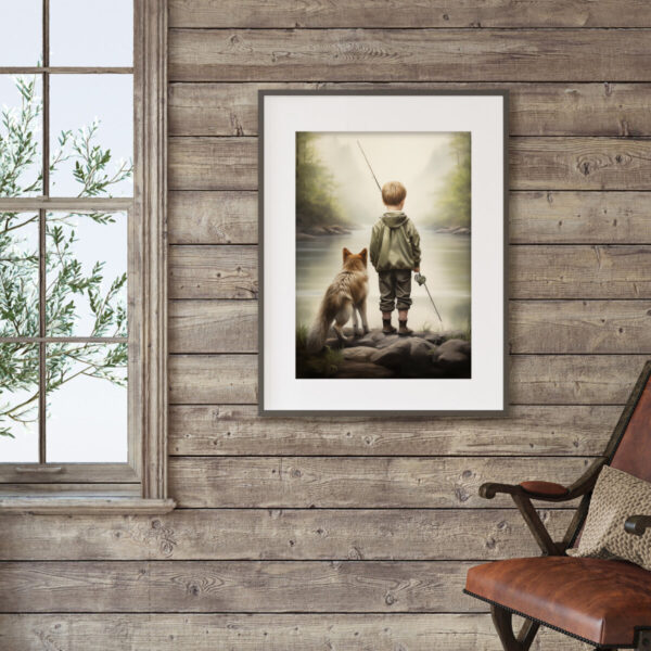 Boy and Dog Wall Art, Nursery Art