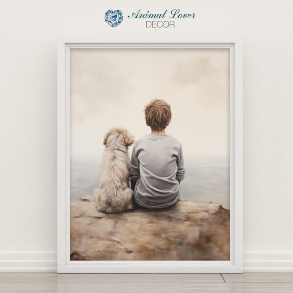 Boy and Dog Wall Art, Nursery Art