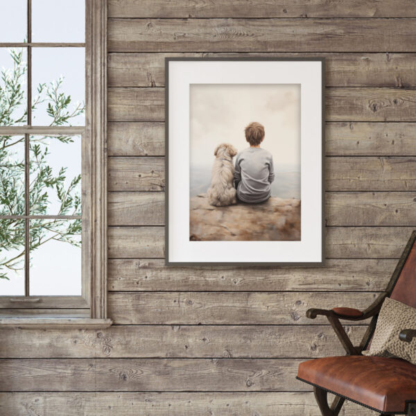 Boy and Dog Wall Art, Nursery Art