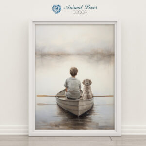 Boy and Dog Wall Art, Nursery Art