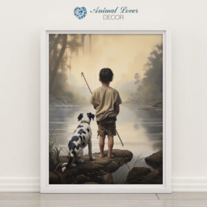 Boy and Dog Wall Art, Nursery Art