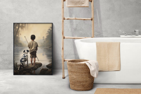 Boy and Dog Wall Art, Nursery Art