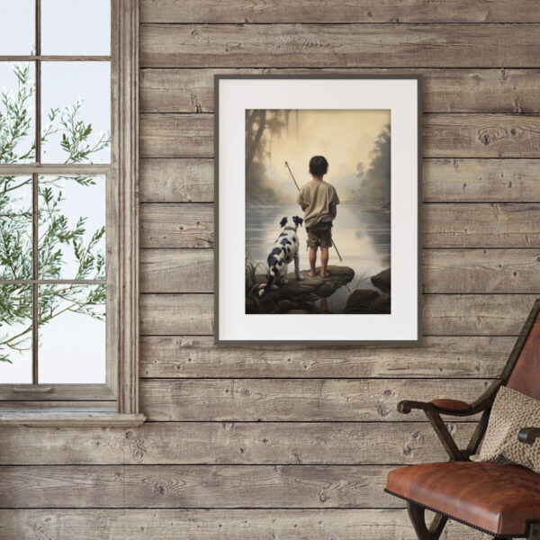 Boy and Dog Wall Art, Nursery Art