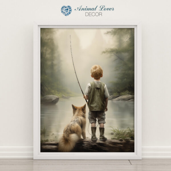 Boy and Dog Wall Art, Nursery Art