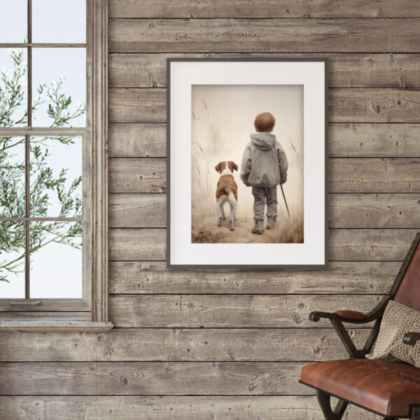 Boy and Dog Wall Art, Nursery Art