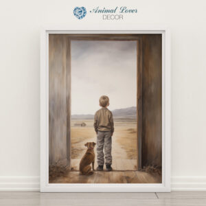 Boy and Dog Wall Art, Nursery Art