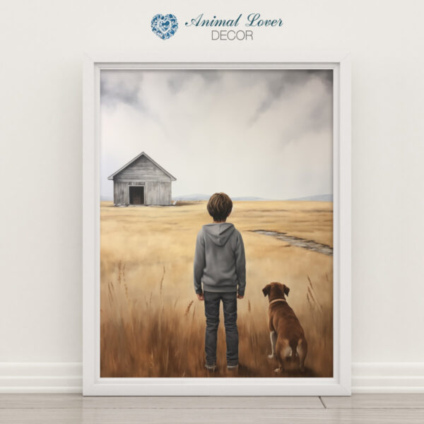 Boy and Dog Wall Art, Nursery Art