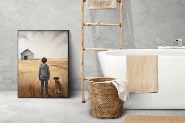 Boy and Dog Wall Art, Nursery Art