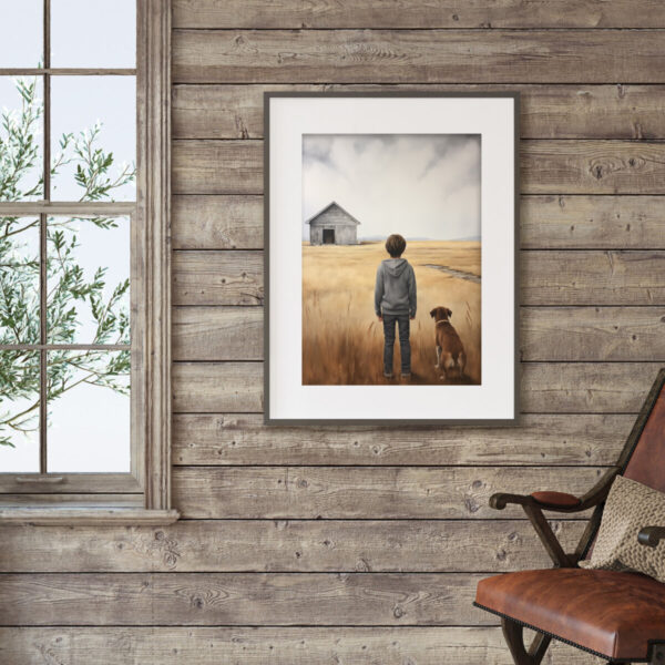 Boy and Dog Wall Art, Nursery Art