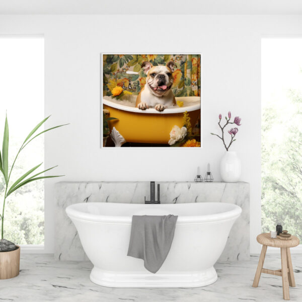 Bulldog Puppies in a Bathtub, INSTANT DOWNLOADS, Bulldog Wall Art, Bathroom Dog Art, Bathroom Decor, Yellow Art - Image 5