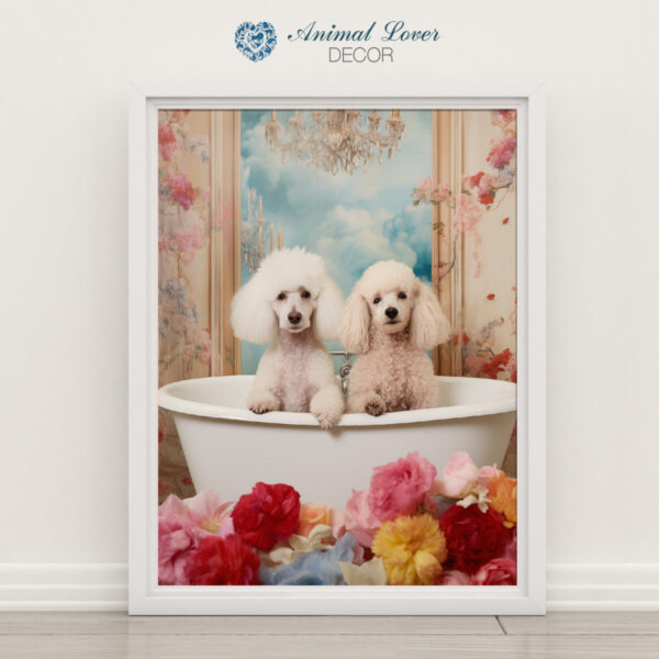 Poodles in a Bathtub, INSTANT DOWNLOADS, Poodles Wall Art, Bathroom Dog Art, Bathroom Decor, Dog Art