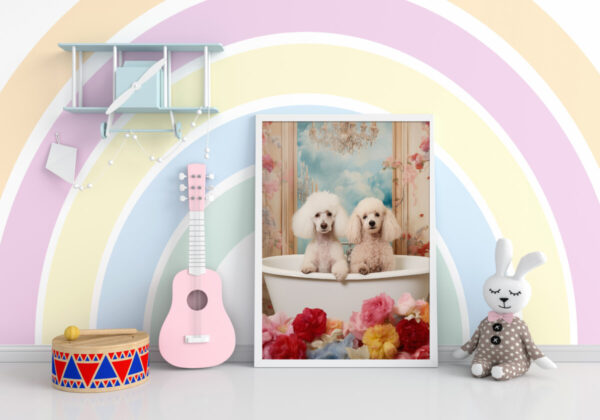 Poodles in a Bathtub, INSTANT DOWNLOADS, Poodles Wall Art, Bathroom Dog Art, Bathroom Decor, Dog Art - Image 2