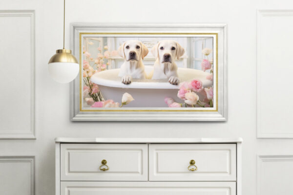 White Labrador Puppies in a Bathtub, INSTANT DOWNLOADS, Labrador Wall Art, Bathroom Dog Art, Bathroom Decor, Dog Art - Image 2