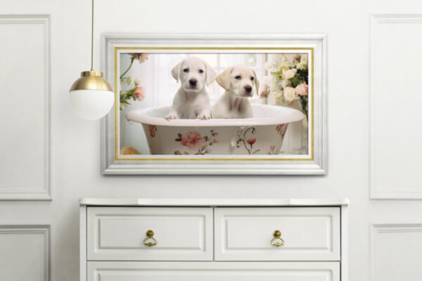 White Labrador Puppies in a Bathtub, INSTANT DOWNLOADS, Labrador Wall Art, Bathroom Dog Art, Bathroom Decor, Dog Art - Image 2