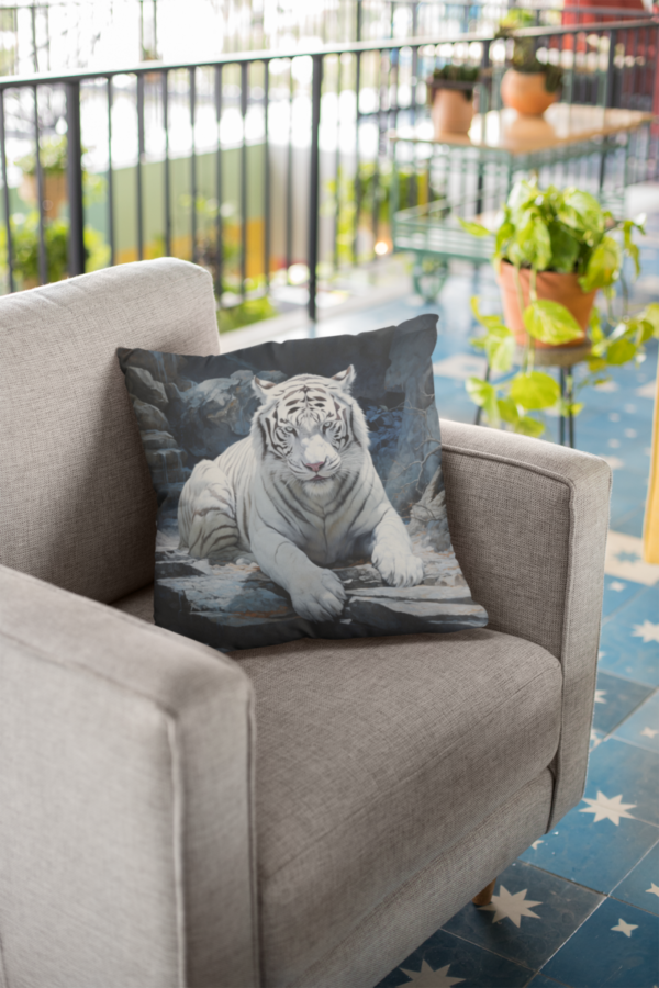 White Tiger Pillow, White Tiger Gift, Bedroom Decor, White Tiger Home Decore, Tiger Pillow, Tiger decor, Square Pillow - Image 7