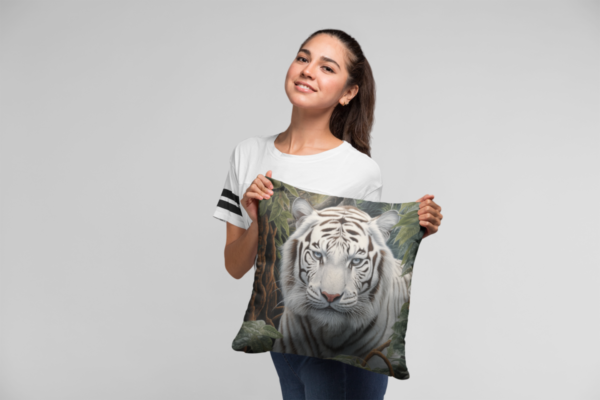 White Tiger Pillow, White Tiger Gift, Bedroom Decor, White Tiger Home Decore, Tiger Pillow, Tiger decor, Square Pillow - Image 5