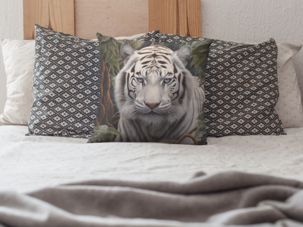 White Tiger Pillow, White Tiger Gift, Bedroom Decor, White Tiger Home Decore, Tiger Pillow, Tiger decor, Square Pillow - Image 4