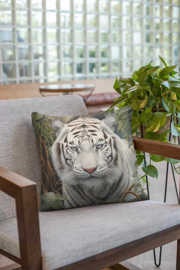 White Tiger Pillow, White Tiger Gift, Bedroom Decor, White Tiger Home Decore, Tiger Pillow, Tiger decor, Square Pillow - Image 6