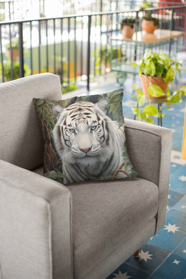 White Tiger Pillow, White Tiger Gift, Bedroom Decor, White Tiger Home Decore, Tiger Pillow, Tiger decor, Square Pillow - Image 7