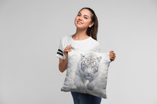 White Tiger Pillow, White Tiger Gift, Bedroom Decor, Tiger Home Decore, Tiger Pillow, Tiger decor, Square Pillow - Image 3