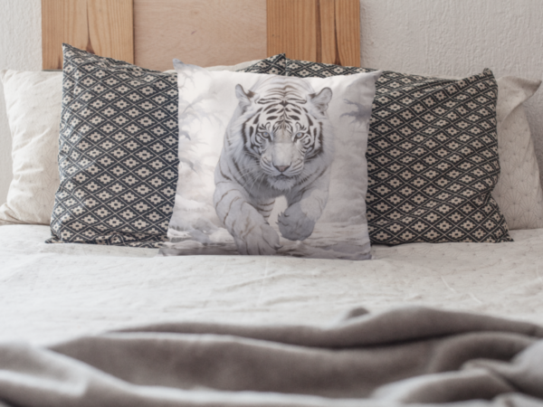 White Tiger Pillow, White Tiger Gift, Bedroom Decor, Tiger Home Decore, Tiger Pillow, Tiger decor, Square Pillow - Image 5