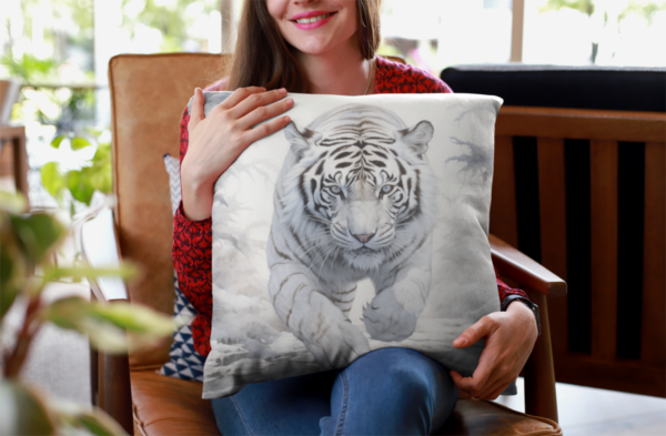 White Tiger Pillow, White Tiger Gift, Bedroom Decor, Tiger Home Decore, Tiger Pillow, Tiger decor, Square Pillow - Image 6