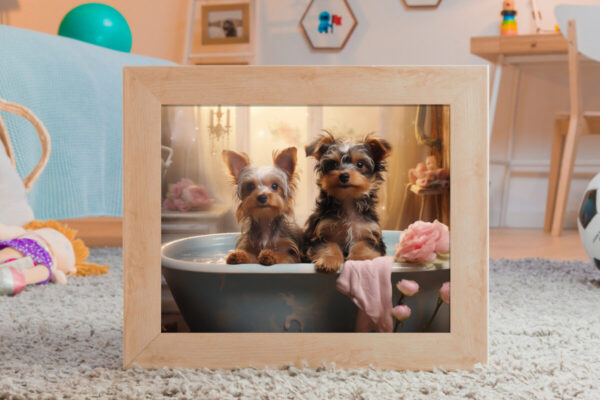 Yorkshire Terriers in a Bathtub, INSTANT DOWNLOADS, Yorkshire Terriers Wall Art, Bathroom Dog Art, Bathroom Decor - Image 2