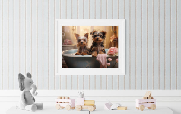 Yorkshire Terriers in a Bathtub, INSTANT DOWNLOADS, Yorkshire Terriers Wall Art, Bathroom Dog Art, Bathroom Decor - Image 5