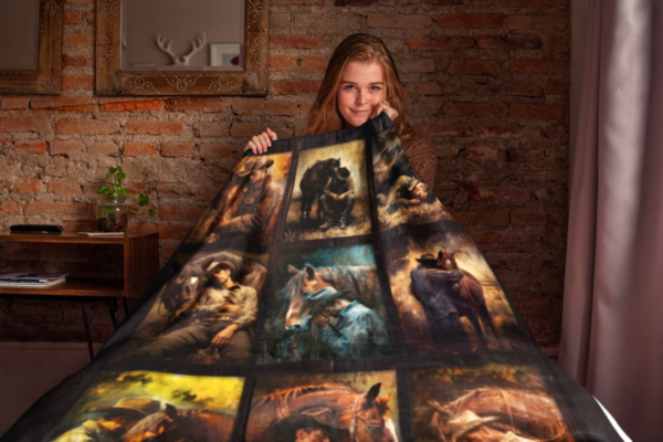 Western Cowboy Blanket - Velveteen Plush Blanket - Image 6